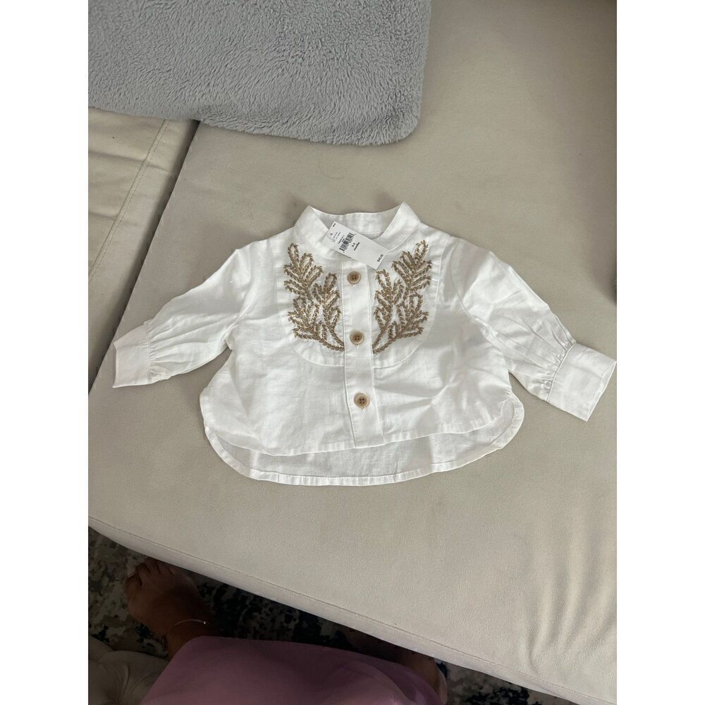 NWT Banana Republic Baby Kurta Blouse Linen Button Front Top 0-3M